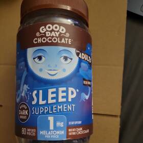Good Day Chocolate 0858982004819 Dark Melatonin Sleep Aid 80 Ct With Chamomile Fair Trade Non-gmo