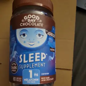 Good Day Chocolate 0858982004819 Dark Melatonin Sleep Aid 80 Ct With Chamomile Fair Trade Non-gmo