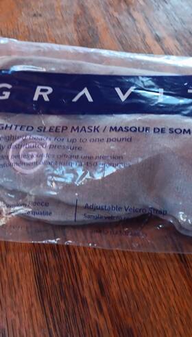 Gravity Gra-ho-003 Weighted Sleep Mask Gray Premium Fleece Adjustable Strap