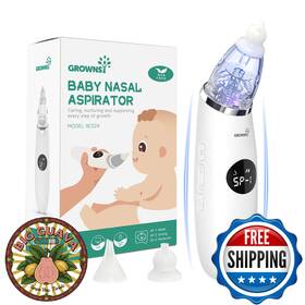 Grownsy B0922mj7qm Electric Baby Nasal Aspirator Toddler Nose Sucker With 3 Silicone Tips