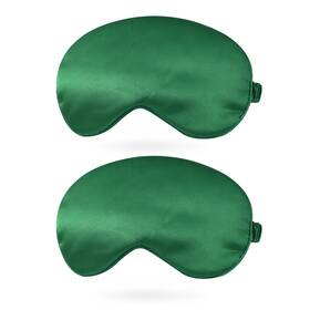 Gryfton 634149593552 2pcs Silk Sleep Mask Soft Satin Eye With Elastic Straps Dark Green