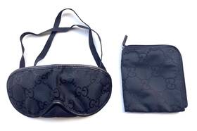 Gucci 039-1034 Tom Ford Black Monogram Nylon Sleep/eye Mask W Pouch #039-1034 -new No Box