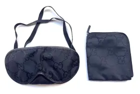 039-1034 Gucci Tom Ford Black Monogram Nylon Sleep/eye Mask W Pouch #039-1034 -new No Box