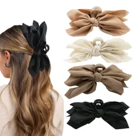 B0dhktvw31 Hadutrek Bow Claw Clips 4pcs Black White Brown Big Hair Bows For Thick