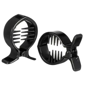 B0djk1mc78 Healeved Black Fish Claw Hair Clip 2.36 Inch Round Toothed Ponytail Holder