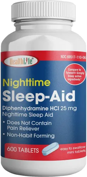 Health Pharma 313116325357 Nighttime Sleep-aid Diphenhydramine Hcl Caplets 25 Mg Blue 60
