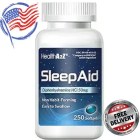 Healtha2z 313056832847 Sleep Aid Diphenhydramine Hcl 50mg 250 Softgels Supports Deeper Restful