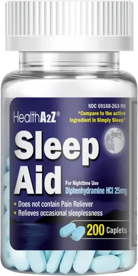 Healtha2z 369168263987 Sleep Aid 200 Caplets Diphenhydramine Hcl 25mg Regular Strength Sleeping Pil