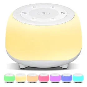 Heyaxa 791684456541 White Noise Sound Machine With 8 Colors Night Light 34 Soothing Sounds