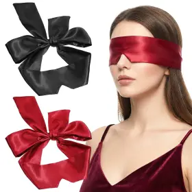 5400aagh1755 Hjzhii 2 Pcs Satin Sleep Mask For 1 Count Pack Of Black Wine Red
