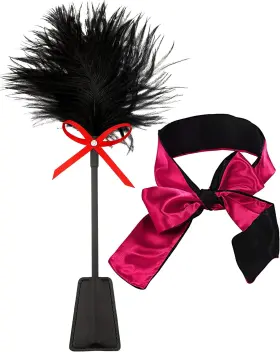 Hodegard 744110032024 Feather French Tickler Teasing Toys Eye Blindfold Satin Mask Role Play Tickling