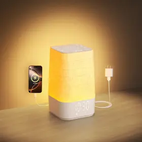 Homebest 744759654496 4-in-1 White Noise Sound Machine With Breathing Night Light And Alarm Clock 30 So