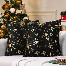 Homgoodz Xxzt007 Black Velvet Throw Pillow Covers Christmas Decorative Gold Foil