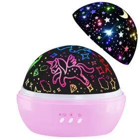 1681 Hongid Night Light For Kids Unicorn Star Projector Gifts Pink