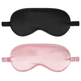 Sp-bp02 Iekeodi 2 Pack Silk Sleep Mask Black Pink Blackout Eye For Travel