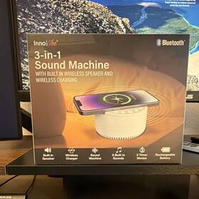 Innovibe Ivsp1567 3-in-1 Sound Machine White Wireless Speaker Charger 6 Sleep Sounds