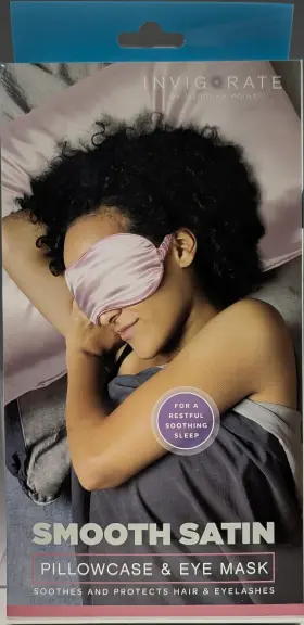 Invigorate 754814040027 Smooth Satin Pillowcase And Eye Mask