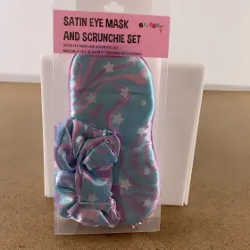Iscream 810080659735 Girls One Size Colorful Satin Superstar Eye Mask And Scrunchie Set Nwt
