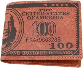 Jizlan 716842287812 Brown Mens Us 100 Dollar Bill Leather 1 X 0.2 Inches