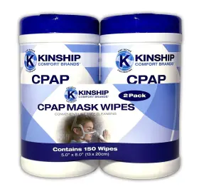 Kinship Comfort Brands 812363030019 Cpap Mask Cleaning Wipes 150 Count 2-75 Canisters Unscented And Lint-free