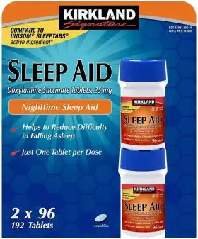 Kirkland 096619269341 Signature Nighttime Sleep Aid Doxylamine Succinate 25 Mg 96 Tablets