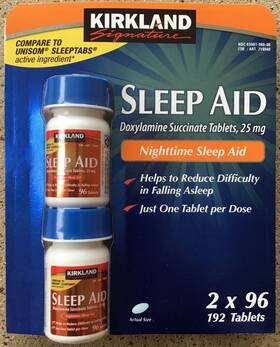 Kirkland 546549 Signature Sleep Aid Doxylamine Succinate 25mg 576 Tablets 6 Bottles