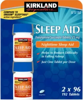 54354 Kirkland Signature Sleep Aid Doxylamine Succinate 25mg 192-count Pack Of 4