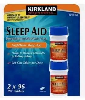 719940 Kirkland Signature Sleep Aid Doxylamine Succinate 25 Mg -2/96ct 192 Tabs Compare To Unisom