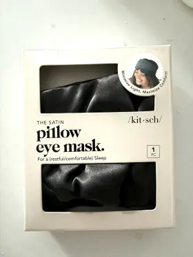 1046 Kitsch Satin The Pillow Eye Mask Black - Comfortable Sleep Brand New