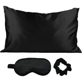 Kitsch 819677024802 Satin Sleep Set Includes Pillowcase Eye Mask And Scrunchie Black