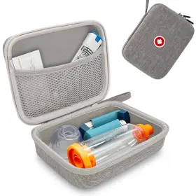 Klawdsky 712110639499 Hard Travel Case For Asthma Inhaler 7.8 X 6.2 2.4 Inches Gray