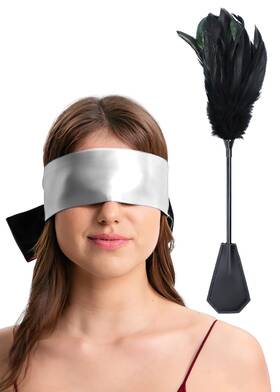 Kosph 752692724121 Feather Tickler Crop Whip Blindfold Teaser Kit