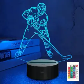 Lampeez 704755695695 Kids 3d Ice Hockey Player Night Light Optical Illusion Lamp Black