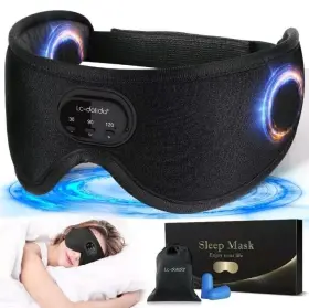 Lc-dolida 768788189477 Sleep Mask Bluetooth Headphones White Noise 3d Wireless Timing Eye Blackout