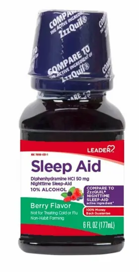 Leader 096295131666 Diphenhydramine Hci 50 Mg Nighttime Sleep Aid Berry Flavor Non-habit 6 Oz 2 Pack