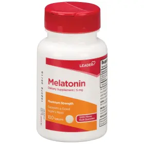 12827 Leader Melatonin Dietary Supplement Tablets Supports Sleep 3 Mg 100 Count