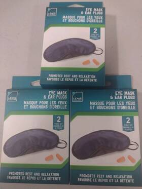 Lewis N. Clark 029275015335 Sleep Mask And 2 Pc Set Light Blocking Eye Ear Plugs 3 Pk