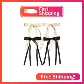 My5164mx Lfouvre 4pcs Hair Clips For Women Tassel Ribbon Bowknot With Long Tail Clip Girl Solid