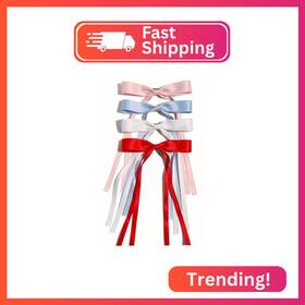 Lfouvre Myh5164mxj Womens Hair Clips With Tassels Ribbon Bowknot And Long Tails - 4pcs Barrettes Cl