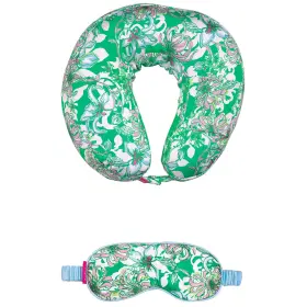 Lilly Pulitzer 825466172579 Travel Pillow And Eye Mask Set Plush Neck Adjustable Sleeping Mas