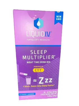 Liquidi.v. 851741008387 Liquid I.v. Sleep Multiplier Night Time Drink Mix Blueberry 10 Packs Exp 04/2026