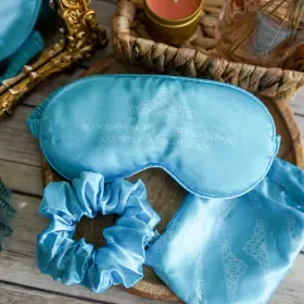 Litjoy 812696023887 The Selection-inspired Sleep Mask Satin Blue Set Eye Scrunchie New