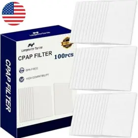 Longevity Turtle 742484183021 100 Packs Universal Cpap Filters Compatible With Resmed Air 10 Airsense