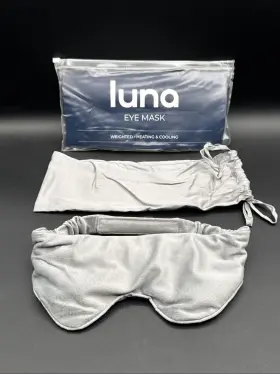 Luna 810032088453 Weighted Heating And Cooling Eye Mask - Gray Minky Fleece With Strap New