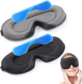 Lt-3-00323-uk Luxtude 2pack Sleep Eye Mask With Hot Cold Gel Ice Pack For Dry Eyes/dark