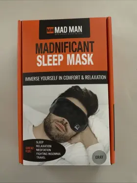 Mad Man 759830313674 Madnificent Sleep Mask Bluetooth Headphones Gray Travel Relax New In Box