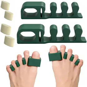 Marbe 717097490095 Adjustable Toe Separators - 2 Pairs Soft Gel Spacers To Correct Toes Green