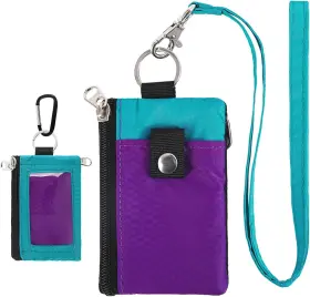 M0725 Masaphil Masaphll Small Lanyard Wallet For Women/men With Rfid Violet Turquoise