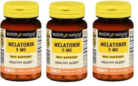 Mason Natural 311845111456 Melatonin 5 Mg With B6 And Calcium Sleep Aid 60 Count X 3 Packs