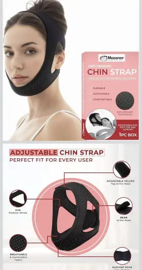 Mw-106-10168 Massner Adjustable Anti Snore Chin Strap - Effective Snoring Solution Breathable Cpap